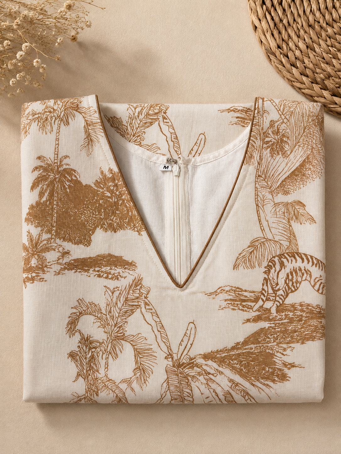 Women’s 100% Cotton Printed A-Line Dress with Tie Sleeves
